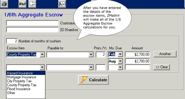 1/6 Aggregate Escrow Calculations