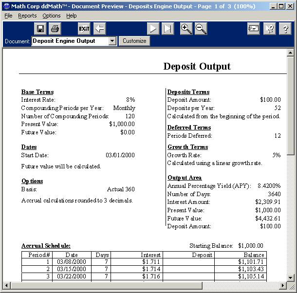 ddMath Deposit Output