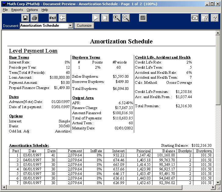 ZMath Amortization Schedule